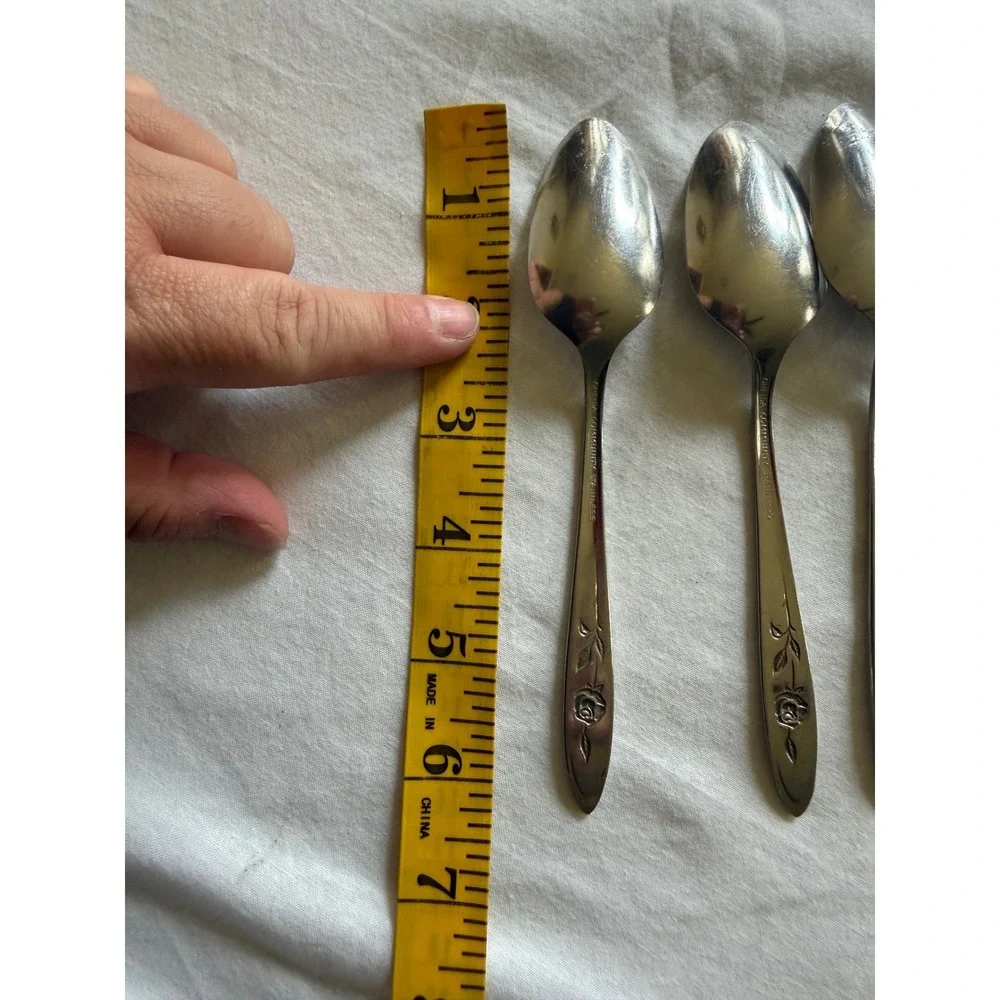 Oneida Community Stainless Morning Rose Teaspoons Set of 6 Floral Silverware 6in